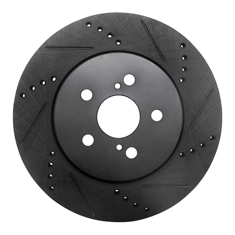 Toyota Corolla Brake Rotor (1) - Front Right - R1 Concepts - Drilled & Slotted - Black - `19-`25